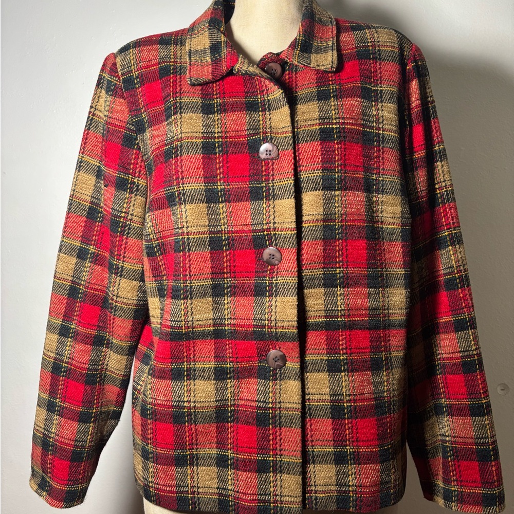 Sag Harbor Red and Black Plaid Blazer